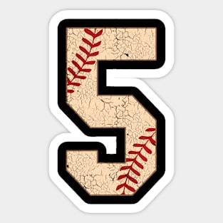Baseball Number 5 Softball  For Baseball Players Sticker